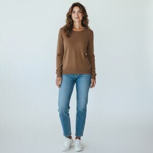 NWOT Charter Club Women XL Crewneck Long Sleeve Cashmere Brown Pullover Sweater